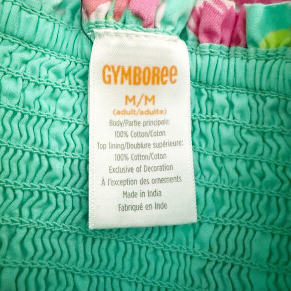 GYMBOREE | Adult Women's Pink Flamingo Turquoise Flutter Sleeve Dress | Medium - Picture 9 of 10